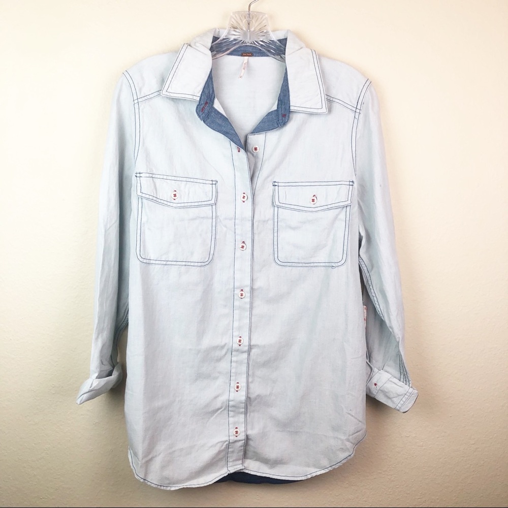 Free People Bandana Blue Bandit Top G533 - Picture 2 of 8